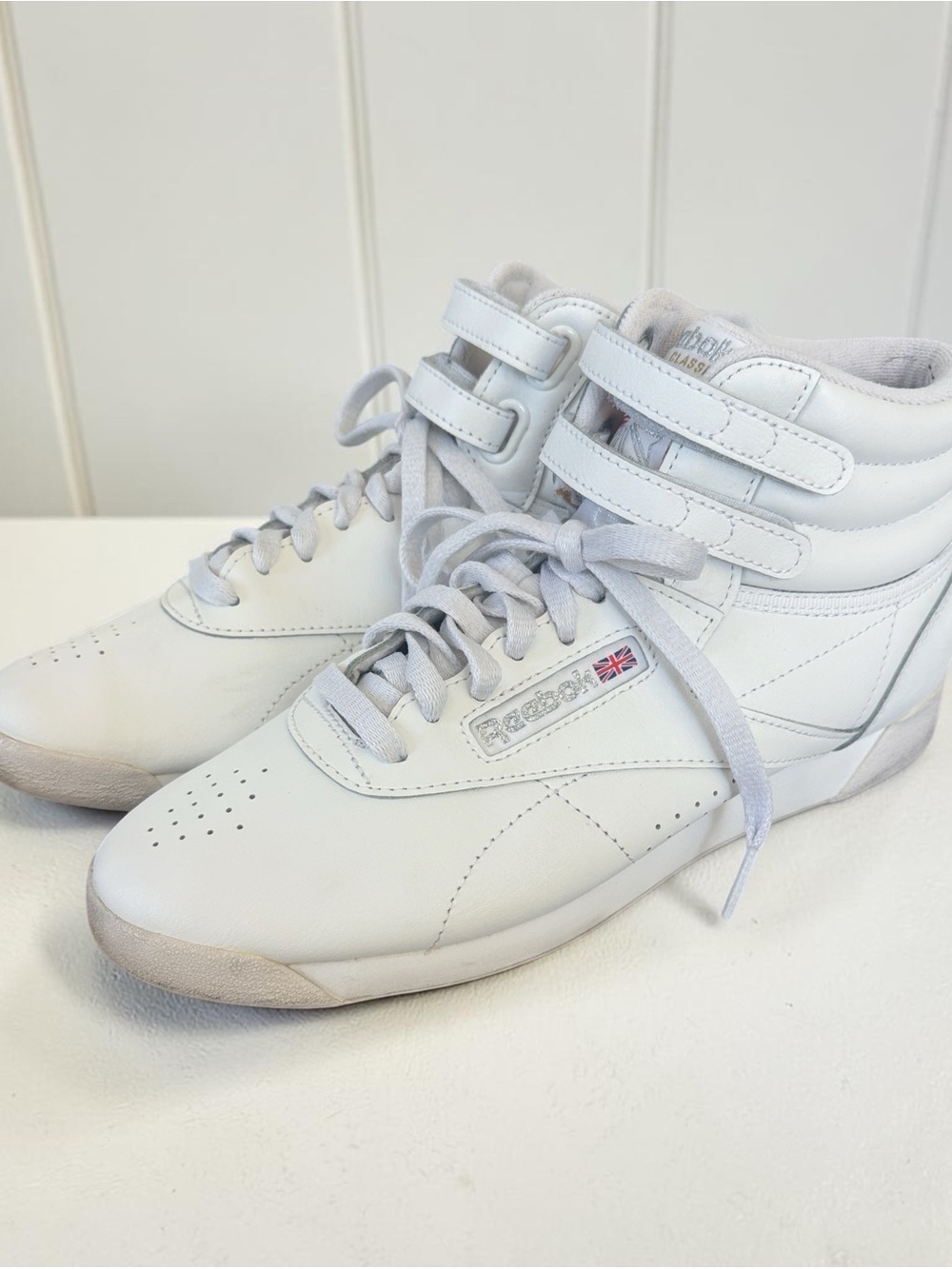 Reebok Women's White High-Top Lace & Strap Sneakers